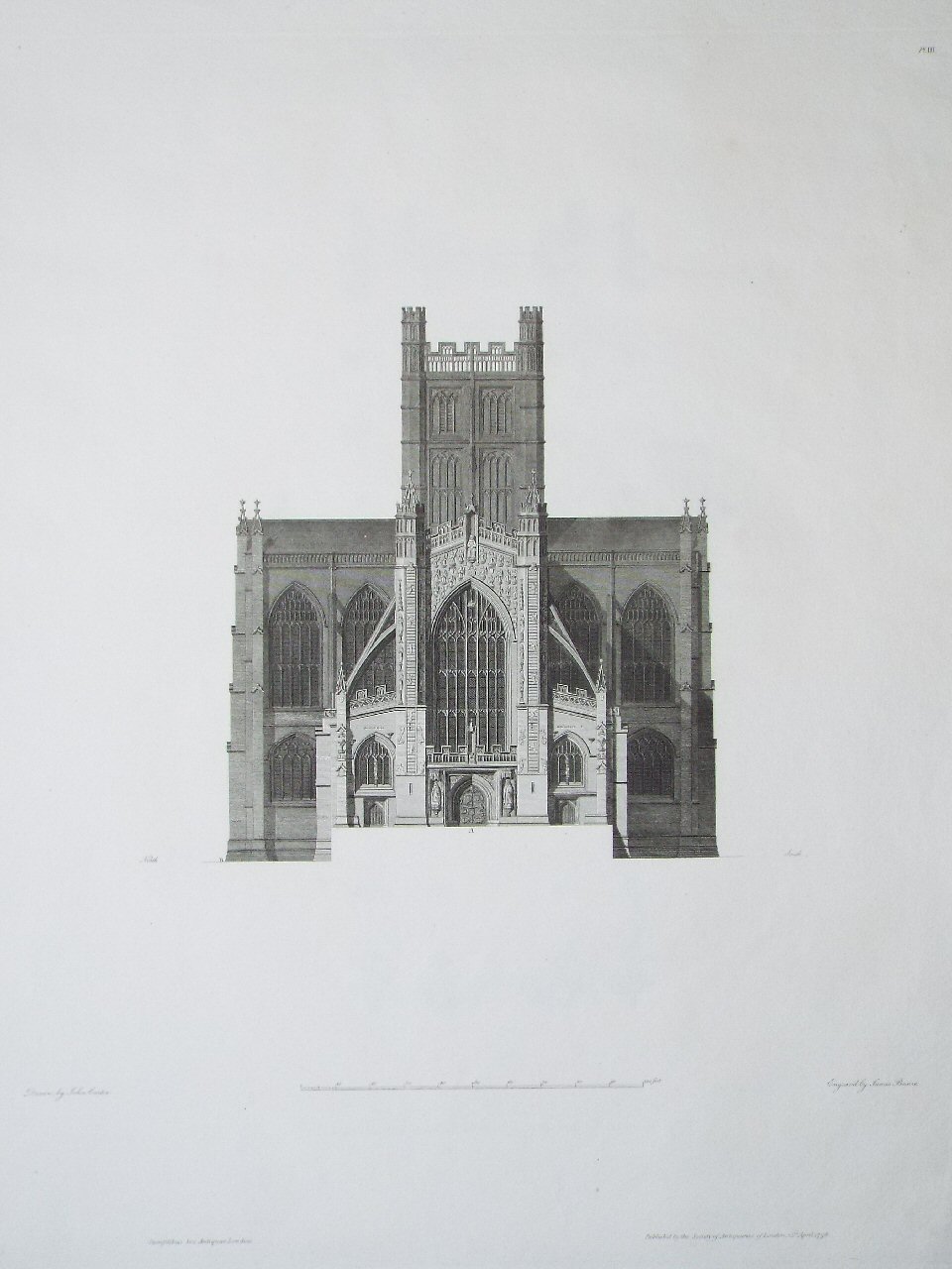 Print - (Elevation of the West Front of the Abbey)  Pl.3 - Basire
